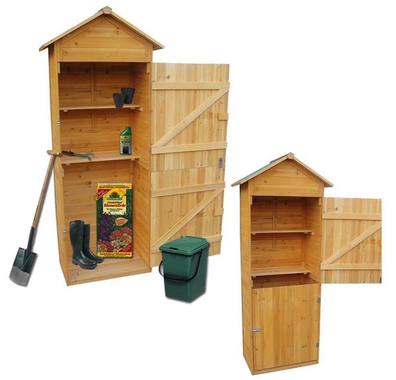 Melko Gerätehaus Geräteschuppen Geräteschrank Holz Braun Satteldach Gartenschrank, BxT: 79x49 cm, (Stück), Imprägniert von Melko