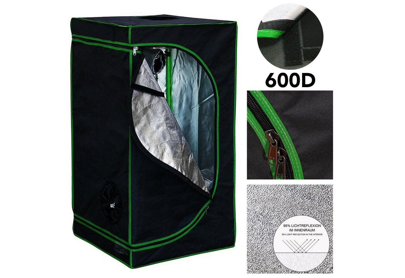 Melko Gewächshaus Gewächshaus Growbox Pflanzenzelt Zuchtzelt für Indoor & Outdoor in Grün Schwarz Growroom Zuchtschrank Darkroom Grow Tent Frühbeet Zimmergewächshaus Growschrank, Stück, 99,9 % lichtundurchlässig von Melko