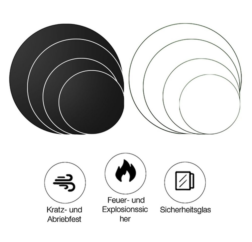 Melko Glastisch Kaminglas Tischplatte Bodenplatte Rund aus ESG Sicherheitsglas in Klarglas oder Schwarz Funkenschutz Ofenglas Glasplatte Kaminplatte Glasscheibe (Stück), ESG Sicherheitsglas von Melko