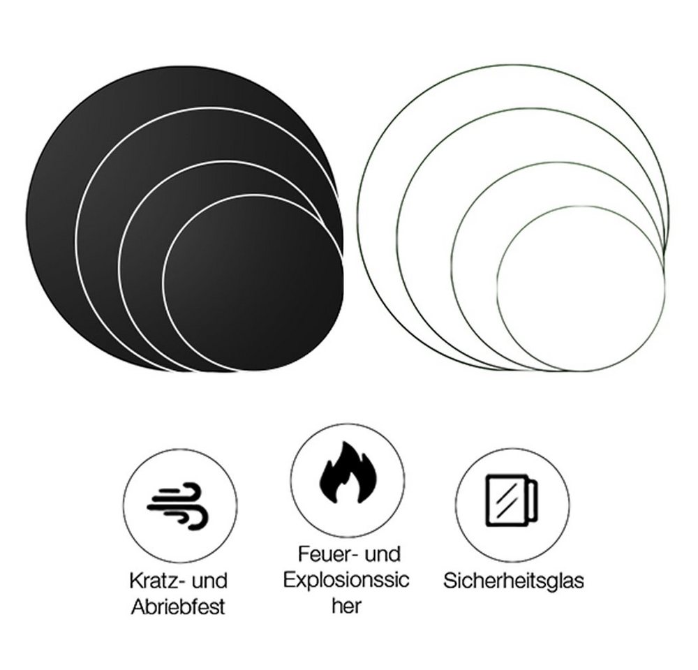 Melko Glastisch Kaminglas Bodenplatte Rund ESG Sicherheitsglas Klarglas od Schwarz (Stück), ESG Sicherheitsglas von Melko