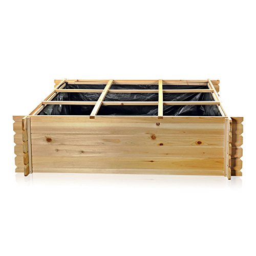 Melko Hochbeet/Pflanzkasten Holz mit 9 Fächer 140 cm × 140 cm × 36 cm (L x B x H) von Melko