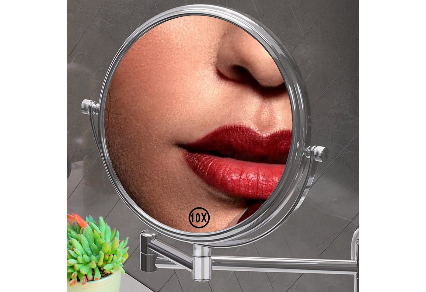 Melko Kosmetikspiegel Schminkspiegel Kosmetikspiegel Wandspiegel 10-fach (Stück), 10-facher Vergrößerung von Melko