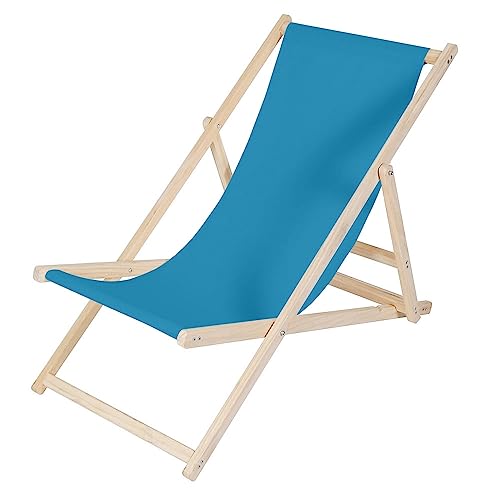 Melko Liegestuhl klappbar Strandstuhl aus Holz Holzliege Garten Faltliege Hellblau Gartenliege von Melko