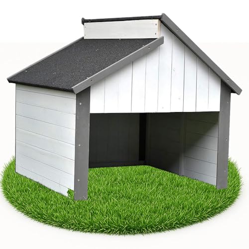 Melko Mährobotergarage Carport Überdachung aus Holz für Mähroboter 85 x 85 x 82,5 cm - bietet Schutz vor Hitze, UV-Strahlen und Regen - Grau von Melko