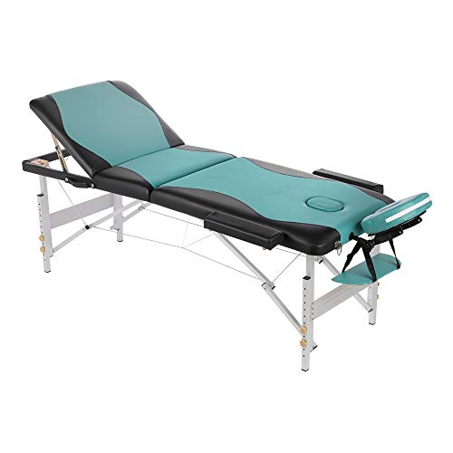 Melko Mobile Massageliege Tattooliege Aluminium Massagetisch Aluminium Massagebank klappbar Türkis/Schwarz von Melko