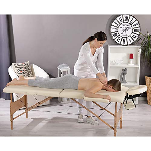 Melko Mobile Massageliege Massagetisch Beige Massagebank 2 Zonen Behandlungsliege Therapieliege Tattooliege von Melko