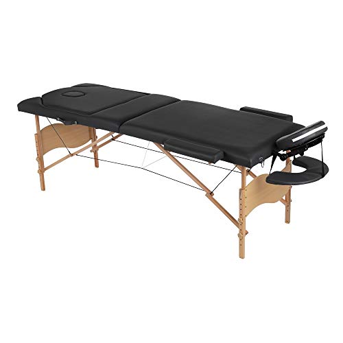 Melko Mobile Massageliege klappbar höhenverstellbar Massagetisch Schwarz Massagebank 3 Zonen Behandlungsliege von Melko