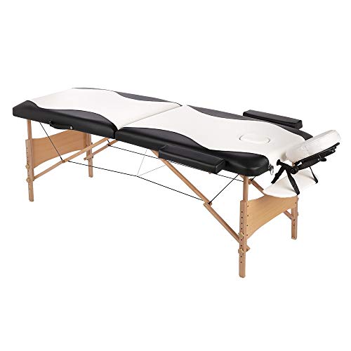 Melko Mobile Massageliege klappbar höhenverstellbar Therapieliege Massagetisch Holz Massagebank Massagebett von Melko