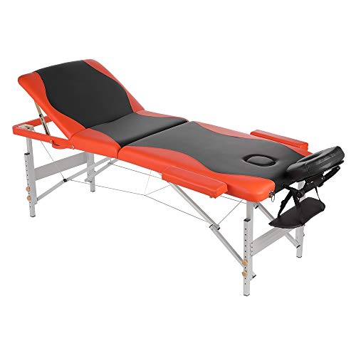 Melko Mobile Massageliege klappbar höhenverstellbar Therapieliege Massagetisch Massagebank Massagebett Schwarz/Orange von Melko