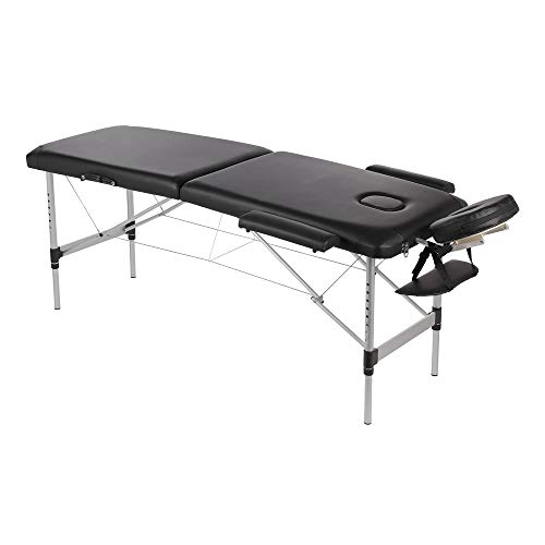 Melko Mobile Massageliege klappbar höhenverstellbar Therapieliege Massagetisch Massagebank Massagebett Schwarz von Melko