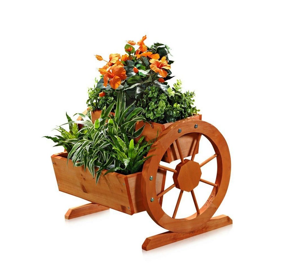 Melko Pflanzkübel Pflanzkübel Wagenräder Holz Garten Blumentrog Dekoration (Stück), Zum Aufstellen auf dem Boden, einer Mauer oder einem Gartentisch von Melko