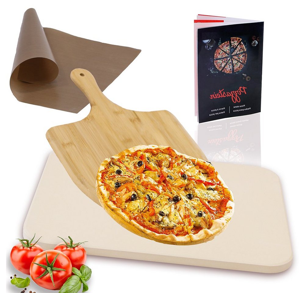 Melko Pizzastein Backstein Pizzastein SET 4tlg. Steinofen 30x38cm Pizza Stone, Cordierit, (Stück), Geruchlos, nicht verformend von Melko