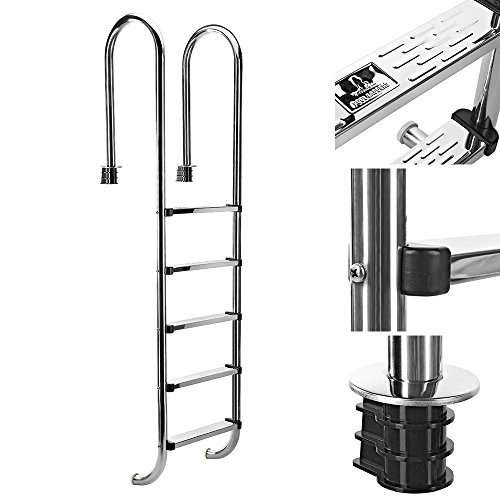Melko Poolleiter 5stufig Edelstahl Schwimmbecken Treppe Hochbeckenleiter Einbauleiter von Melko