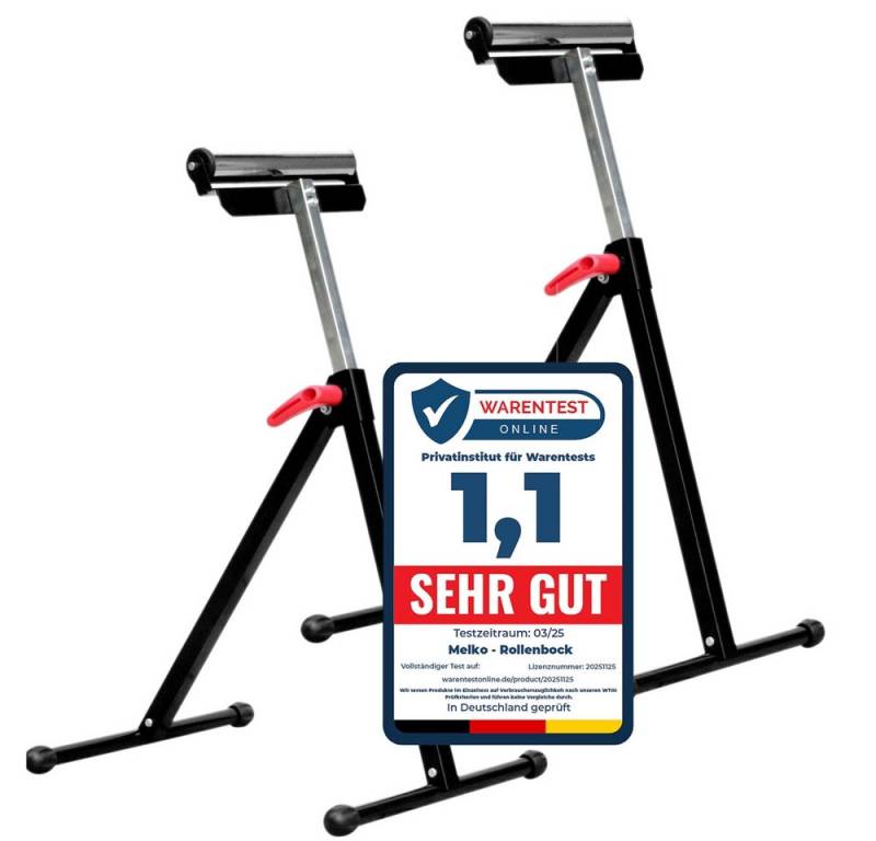 Melko Rollenbock Verstellbarer Rollenständer 66-105cm Rollbock Klappbock Stützbock, 90 kg max. Belastbarkeit, (2-St., inkl. 1 Paar Arbeitshandschuhe), stufenlos einstellbar von Melko