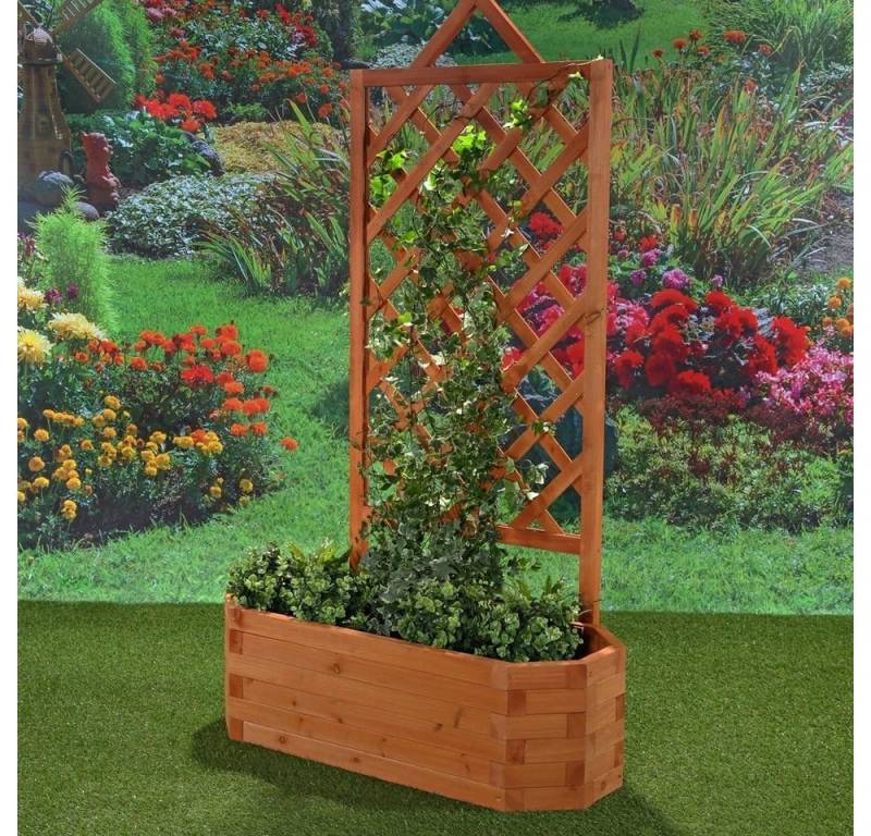 Melko Rosenbogen Rosengitter mit Blumenkasten Rankhilfe Rosenbogen Pflanzkasten Stück, Fichtenholz von Melko