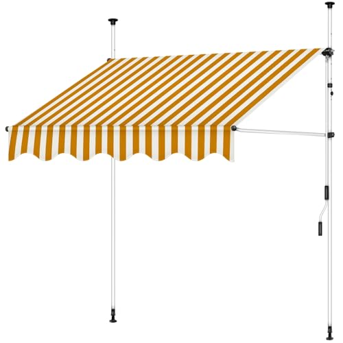 Melko Sonnenmarkise Balkon 200 cm Klemmmarkise Weiß/Orange Balkomarkise ohne Bohren Fenstermarkise von Melko