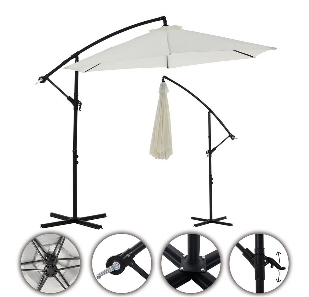 Melko Sonnenschirm Ampelschirm Sonnenschirm Kurbelschirm Ø 300 LED in Beige oder Grau, LxB: 300x300 cm, Stück, LED Beleuchtung Melko Sonnenschirm Ampelschirm Sonnenschirm Kurbelschirm Ø 300 LED in Beige oder Grau, LxB: 300x300 cm, Stück, LED Beleuchtung von Melko