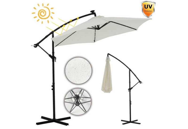 Melko Sonnenschirm Gartenschirm Sonnenschirm Kurbelschirm Ø 350 3,5 m mit LED Ampelschirm, LxB: 350,00x350,00 cm, Stück, mit An-/Aus-Kippschalter von Melko