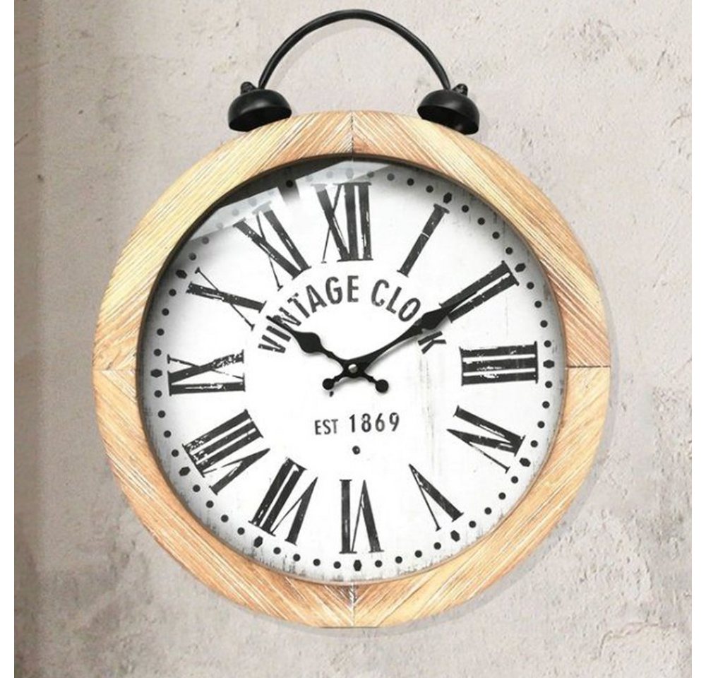 Melko Wanduhr Holzuhr Wanduhr Hängeuhr Rund 40 cm Ø Analog Shabby Design in Braun (Zentrale Wandaufhängung) von Melko