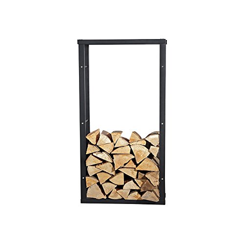 Melko robustes Kaminholzregal für Brenn- und Feuerholz, freistehender Holz-Ständer, aus Eisen, 100 x 60 cm - mit Gumminoppen für den Bodenschutz von Melko