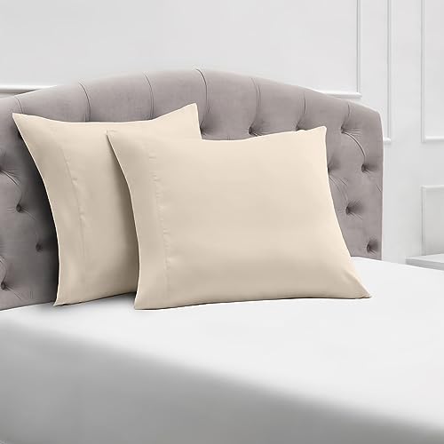 Mellanni Kopfkissenbezug 80x80 2er Set - Mit Umschlagverschluss - Weich und Bügelfrei, Oeko-Tex Zertifiziert - (80x80 cm, Beige) von Mellanni
