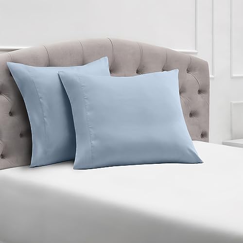 Mellanni Kopfkissenbezug 80x80 2er Set - Mit Umschlagverschluss - Weich und Bügelfrei, Oeko-Tex Zertifiziert - (80x80 cm, Blaue Hortensie) von Mellanni