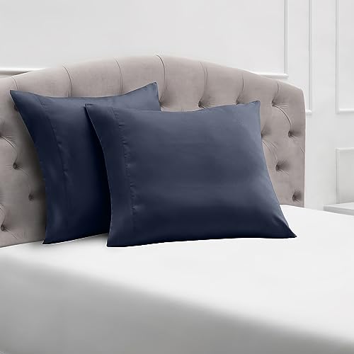 Mellanni Kopfkissenbezug 80x80 2er Set - Mit Umschlagverschluss - Weich und Bügelfrei, Oeko-Tex Zertifiziert - (80x80 cm, Marineblau) von Mellanni