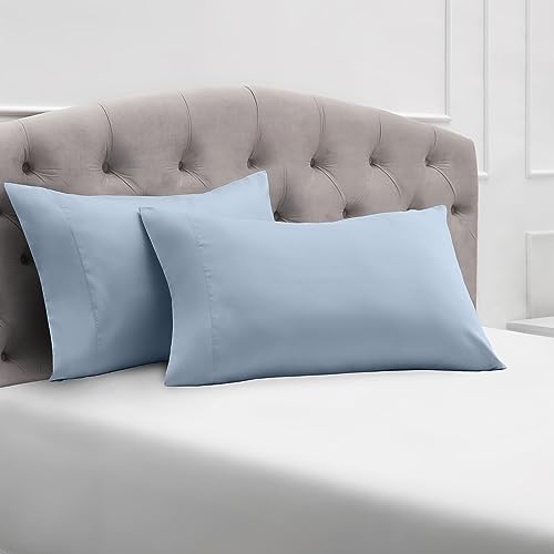 Mellanni Kopfkissenbezug 50x80 2er Set - Mit Umschlagverschluss - Weich und Bügelfrei, Oeko-Tex Zertifiziert - (50x80 cm, Blaue Hortensie) von Mellanni