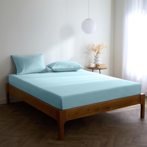 Mellanni Spannbettlaken 140x200cm Boxspringbett - Bis 30cm Matratzenhöhe - Weich, Knitterfrei, Rundum Elastisch - (140x200 cm, Aqua) von Mellanni