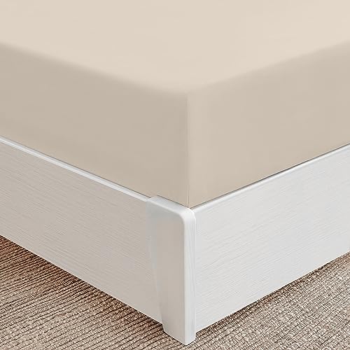 Mellanni Spannbettlaken 140x200cm Boxspringbett - Mikrofaser Spannbetttuch - Spannleintuch Bis 30cm Matratzenhöhe - Weich, Knitterfrei, Rundum Elastisch - (140x200 cm, Beige) von Mellanni