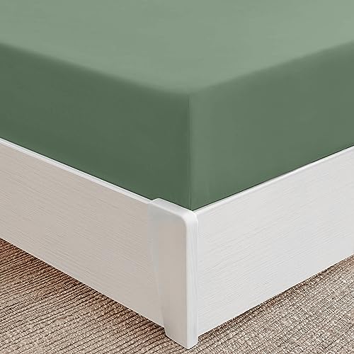 Mellanni Spannbettlaken 140x200cm Boxspringbett - Mikrofaser Spannbetttuch - Spannleintuch Bis 30cm Matratzenhöhe - Weich, Knitterfrei, Rundum Elastisch - (140x200 cm, Salbei) von Mellanni