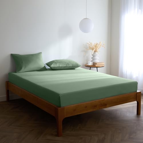 Mellanni Spannbettlaken 140x200cm Boxspringbett - Mikrofaser Spannbetttuch - Spannleintuch Bis 30cm Matratzenhöhe - Weich, Knitterfrei, Rundum Elastisch - (140x200 cm, Salbei) von Mellanni