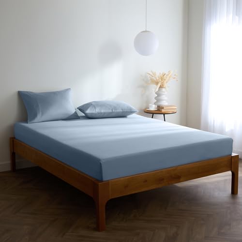 Mellanni Spannbettlaken 180x200cm Boxspringbett - Mikrofaser Spannbetttuch - Spannleintuch Bis 40cm Matratzenhöhe - Weich, Knitterfrei, Rundum Elastisch - (180x200 cm, Blaue Hortensie) von Mellanni