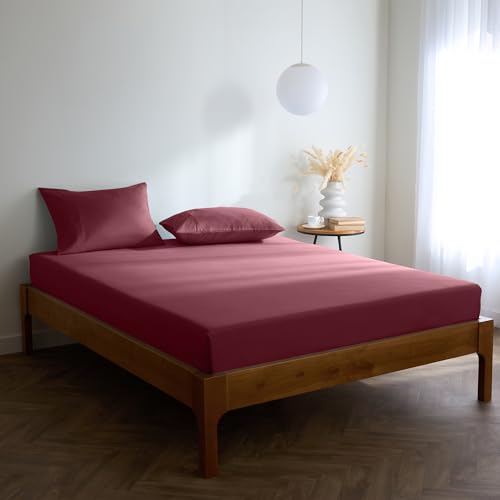 Mellanni Spannbettlaken 180x200cm Boxspringbett - Bis 40cm Matratzenhöhe - Weich, Knitterfrei, Rundum Elastisch - (180x200 cm, Burgunderrot) von Mellanni