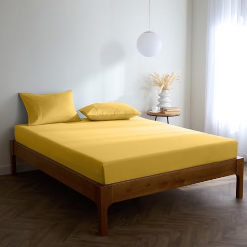 Mellanni Spannbettlaken 180x200cm Boxspringbett - Bis 40cm Matratzenhöhe - Weich, Knitterfrei, Rundum Elastisch - (180x200 cm, Gelb) von Mellanni