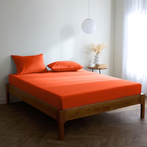 Mellanni Spannbettlaken 180x200cm Boxspringbett - Bis 40cm Matratzenhöhe - Weich, Knitterfrei, Rundum Elastisch - (180x200 cm, Orange) von Mellanni