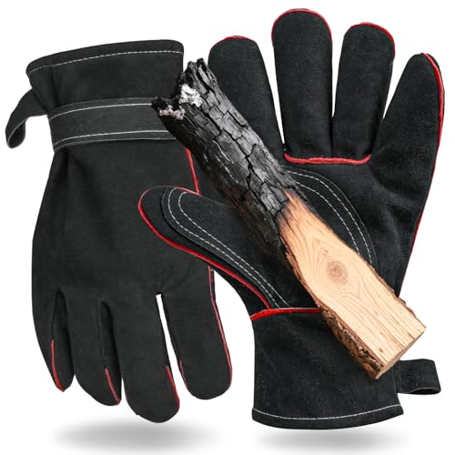 Mellbree Hitzebeständige Handschuhe für Holzofen, Vollleder, strapazierfähig, für Holzofen, Mehrkraftstofföfen, Grills und Pizzaöfen, Schwarz Mellbree Hitzebeständige Handschuhe für Holzofen, Vollleder, strapazierfähig, für Holzofen, Mehrkraftstofföfen, Grills und Pizzaöfen, Schwarz von Mellbree