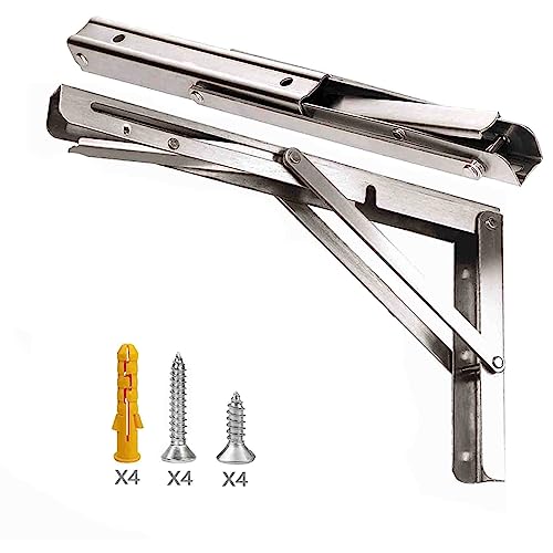 Professionelle Klappkonsole Schwerlast, Edelstahl Klappkonsolen Klappkonsole Tisch Klappregalhalterungen Klappträger Regalträger für Bänke und Regale (250mm, 2 Stück) von Melldrry