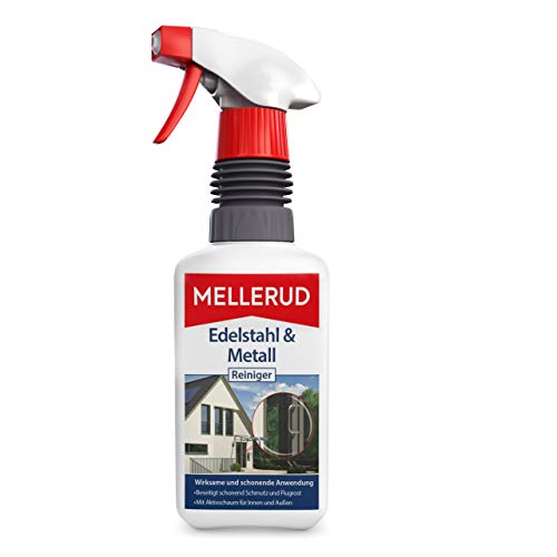 MELLERUD Edelstahl & Metall Reiniger | 1 x 0,5 l | Wirkungsvolles Spray gegen Fett, Öl, Fingerabdrücke und vieles mehr für Metall-Oberflächen im Innen- und Außenbereich von Mellerud