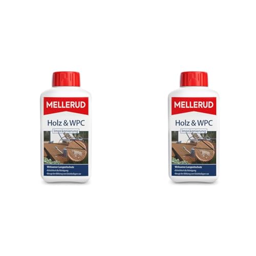 MELLERUD Holz & WPC Imprägnierung | 1 x 0,5 l | Wirksamer Langzeitschutz von Holz-, WPC- und BPC-Flächen im Außenbereich (Packung mit 2) von Mellerud