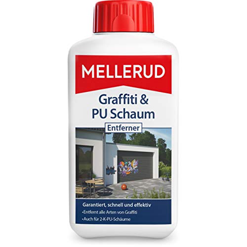MELLERUD Graffiti & PU Schaum Entferner | 1 x 0,5 l | Zuverlässige Hilfe bei Verschmutzungen durch Graffiti, 2-K-PU-Schäumen, Marker und Filzstiften von Mellerud