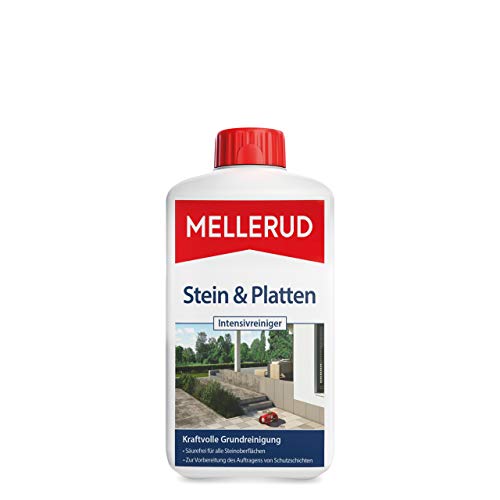 MELLERUD Stein & Platten Intensivreiniger | 1 x 1 l | Effizientes Reinigungsmittel zum Entfernen von Schmutz auf Allen Steinoberflächen im Außenbereich von Mellerud