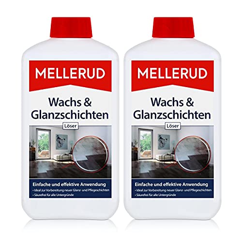 Mellerud Wachs & Glanzschichten Löser 1L - Säurefrei für alle Untergründe - Ideal zur Vorbereitung neuer Glanz- und Pflegeschichten (2er Pack) von Mellerud