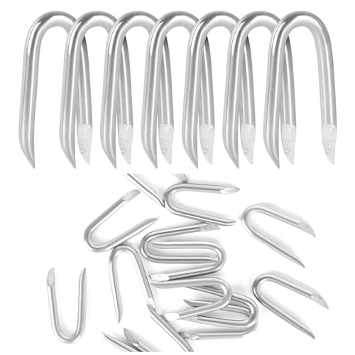 5,1 cm Stahldraht-Zaunklammern, verzinkte U-förmige Befestigungsnägel zur Befestigung von Drahtgeflechten und Maschenzäunen, 30 Stück 5,1 cm Stahldraht-Zaunklammern, verzinkte U-förmige Befestigungsnägel zur Befestigung von Drahtgeflechten und Maschenzäunen, 30 Stück von Mellewell