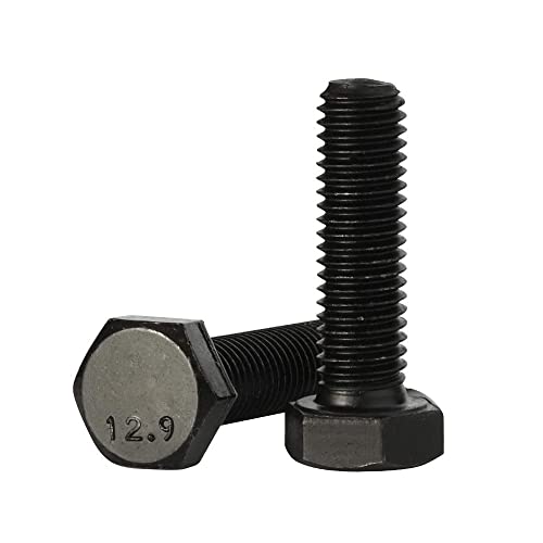 M10 x 35 mm Sechskantschraube, Vollgewinde, Stahllegierung, Güte 12,9, schwarzes Oxid-Finish, Menge: 10 Stück M10 x 35 mm Sechskantschraube, Vollgewinde, Stahllegierung, Güte 12,9, schwarzes Oxid-Finish, Menge: 10 Stück von Mellewell