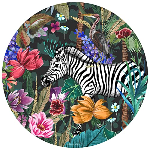 Melli Mello Dschungelfieber Wallcircle mit Zebra und exotischen Blumen für Interieur Ø30 cm von Melli Mello