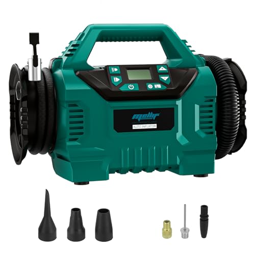 Mellif Akku Kompressor für Makita Akku 18V, kompakt Luftkompressor 11 bar,160PSI,400L/Min,95cm Schlauchlänge,LED Licht,mit 6 Zubehöre zum Aufblasen/Absaugen für Fahrad-Autoreifen,Luftkissen(ohne AKKU) von Mellif