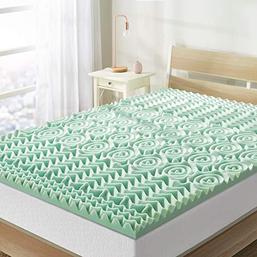 Mellow 1.5 Inch 5-Zone Memory Foam Mattress Topper, Calming Aloe Infusion, CertiPUR-US Certified, Queen von Mellow