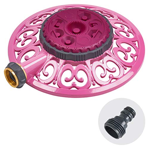 Sprout 65100-AMZ Melnor Metal 8-Pattern Sprinkler und QuickConnect Produktadapter Amazon Bundle, himbeerrot von Melnor