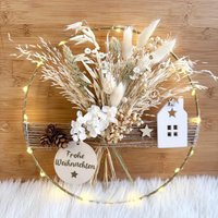 Personalisierter Türkranz Weihnachten, Weihnachtsdeko Mit Led-Beleuchtung, Weihnachten Deko, Weihnachtsgeschenk, Blumenkranz von Melodieblumenkreativ